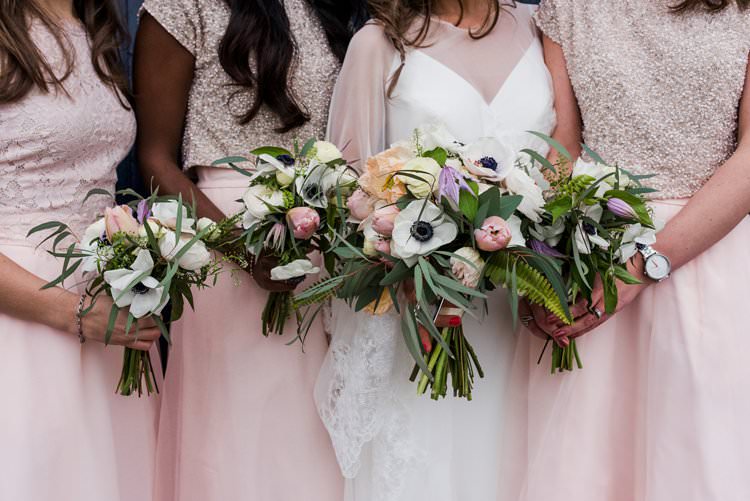 Bride Bridal Bridesmaids Bouquet Anemone Bright Very Colourful Quirky Fun City Wedding London http://www.babbphoto.com/
