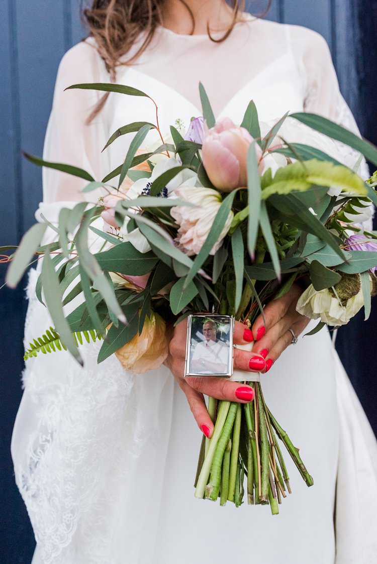 Bride Bridal Bouquet Foliage Memento Charm Bright Very Colourful Quirky Fun City Wedding London http://www.babbphoto.com/