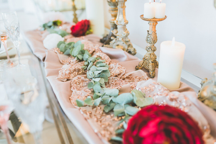 Tablescape Decor Table Decoration Rose Gold Sequins Flowers Greenery Calligraphy Stationery Natural Soft Outdoors In Wedding Ideas https://www.lewisfackrell.co.uk/