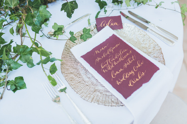 Red Gold Calligraphy Stationery Menu Place Setting Natural Soft Outdoors In Wedding Ideas https://www.lewisfackrell.co.uk/