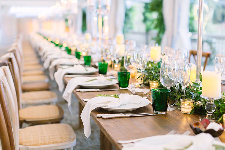 Tables Decor Decoration Tablescape Greenery Foliage Garland Swag Centrepiece Candles Long Romantic Scenic Tuscany Destination Wedding http://ilariapetrucci.co.uk/
