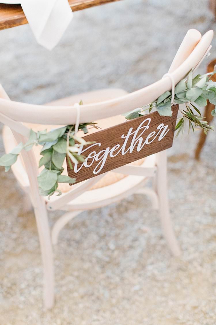 Wooden Chairs Signs Bride Groom Better Together Romantic Scenic Tuscany Destination Wedding http://ilariapetrucci.co.uk/