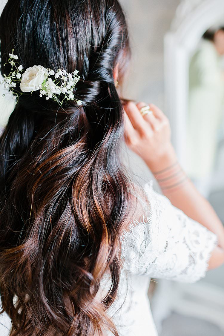 Hair Bride Bridal Long Waves Flowers Twist Romantic Scenic Tuscany Destination Wedding http://ilariapetrucci.co.uk/ 