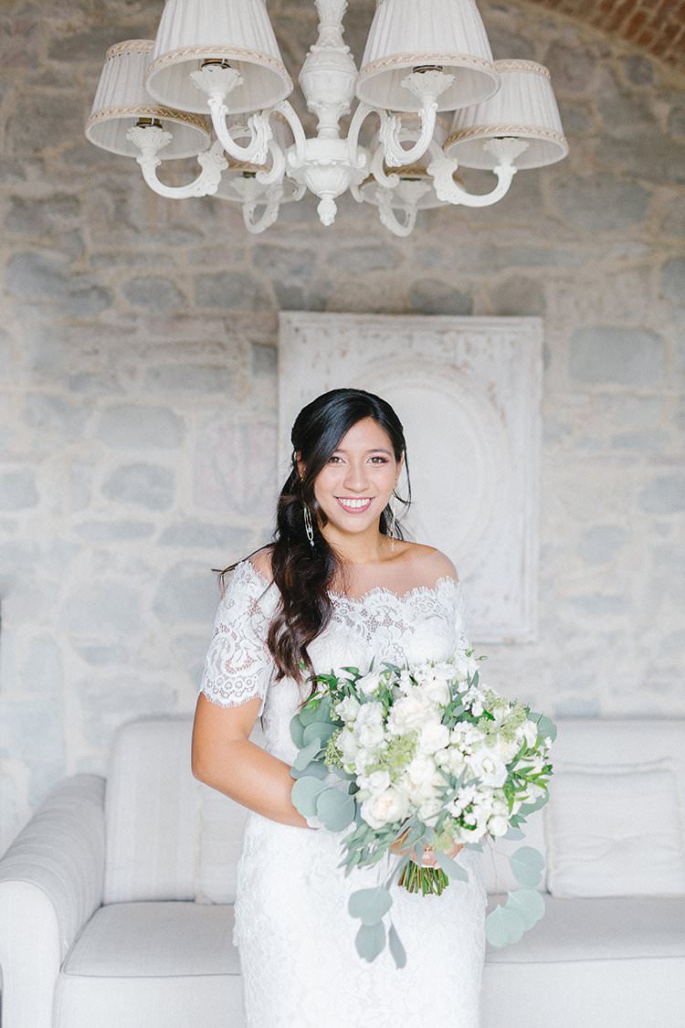Lace Dress Gown Bride Bridal Sleeves Illusion Back Romantic Scenic Tuscany Destination Wedding http://ilariapetrucci.co.uk/ 