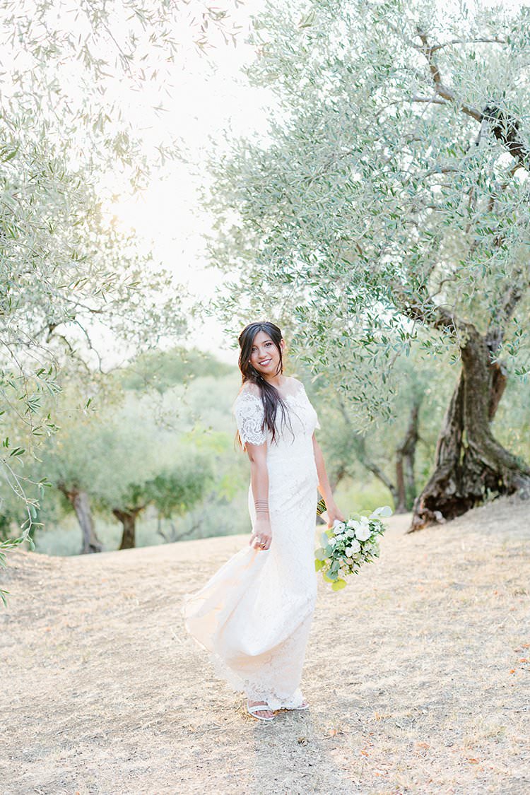 Lace Dress Gown Bride Bridal Sleeves Illusion Back Romantic Scenic Tuscany Destination Wedding http://ilariapetrucci.co.uk/