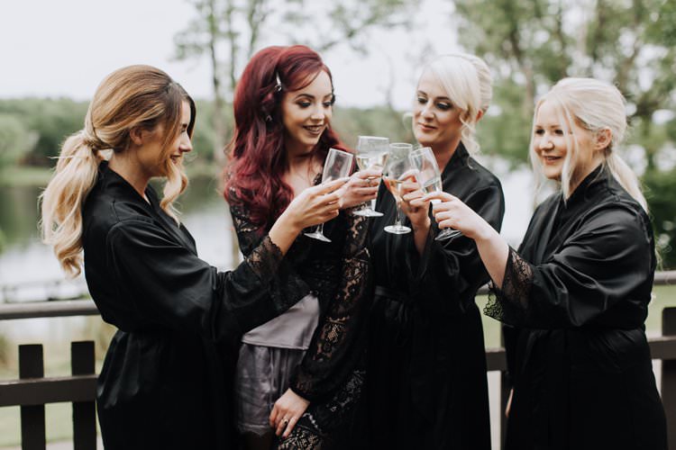 Bride Bridesmaids Black Dressing Gowns Ethereal Opulent Woodland Inspired Wedding http://jaynelindsay.com/