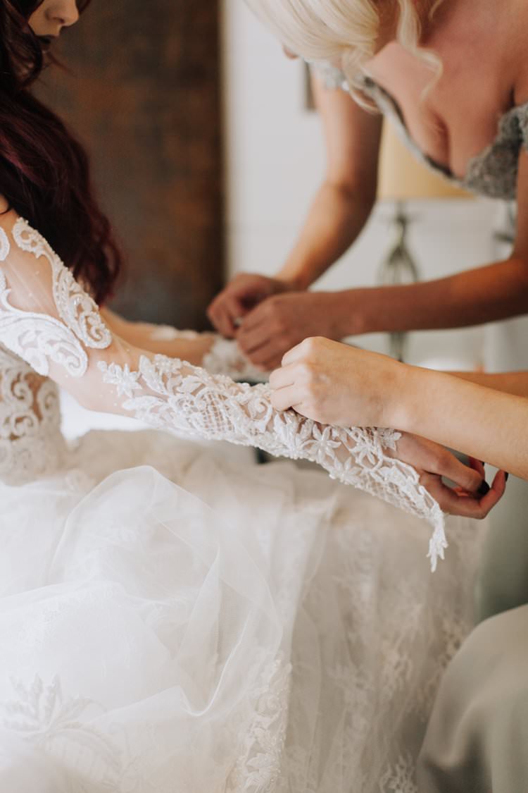 Bride Bridal Veil Beaded Couture Julia Kontogruni Illusion Lace Sleeves Dess Gown Ethereal Opulent Woodland Inspired Wedding http://jaynelindsay.com/