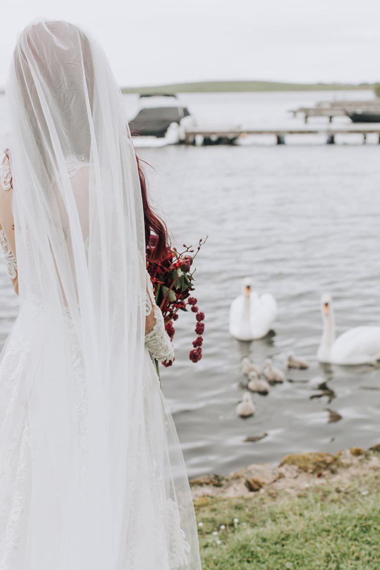 Red Hair Bride Bridal Veil Beaded Couture Julia Kontogruni Illusion Lace Sleeves Dess Gown Ethereal Opulent Woodland Inspired Wedding http://jaynelindsay.com/