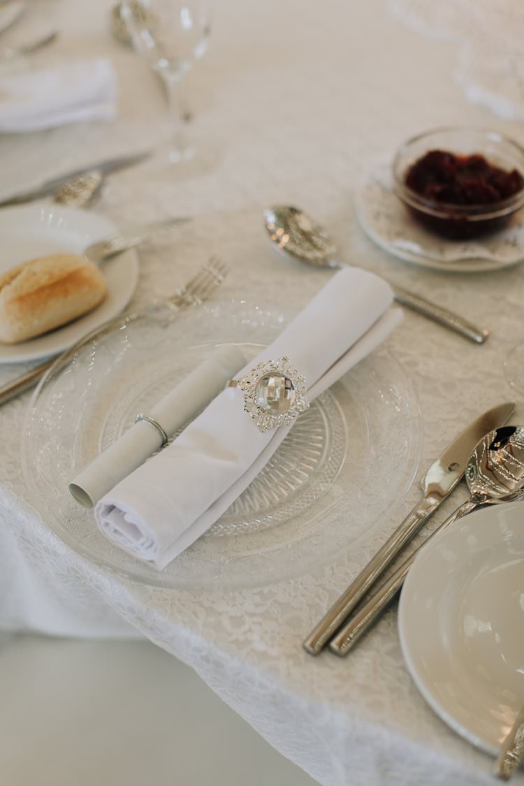 Brooch Napkin Ring Place Setting Glass Plate Ethereal Opulent Woodland Inspired Wedding http://jaynelindsay.com/