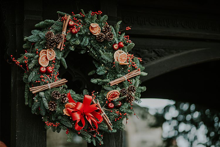 Wreath Decor Traditional Christmas Wedding Red Festive https://lolarosephotography.com/