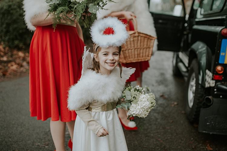 Angel Halo Flower Girl Traditional Christmas Wedding Red Festive https://lolarosephotography.com/