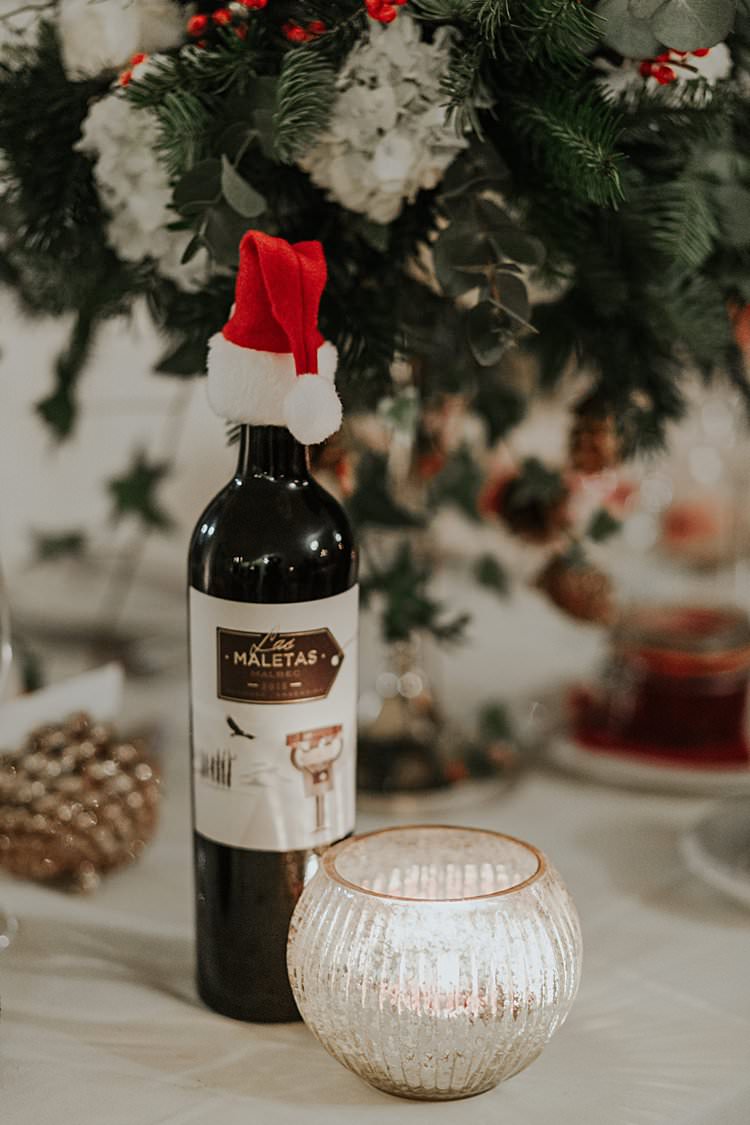Santa Hat Wine Bottle Traditional Christmas Wedding Red Festive https://lolarosephotography.com/