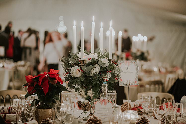 Candelabra Flowers Centrepiece Decor Traditional Christmas Wedding Red Festive https://lolarosephotography.com/