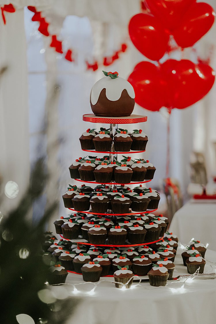 Pudding Cake Novelty Fun Cupcakes Tower Traditional Christmas Wedding Red Festive https://lolarosephotography.com/