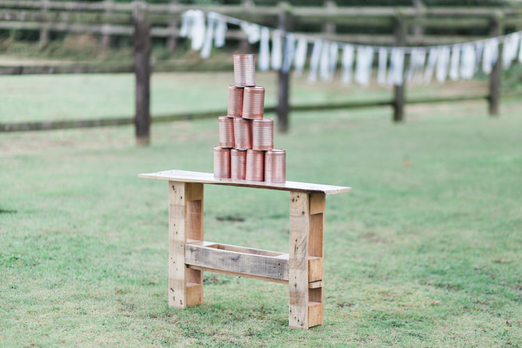 Tin Can Alley Rose Gold Vintage Rustic Lawn Games Darling Hand Made Tipi Garden Wedding https://www.gemmagiorgio.com/