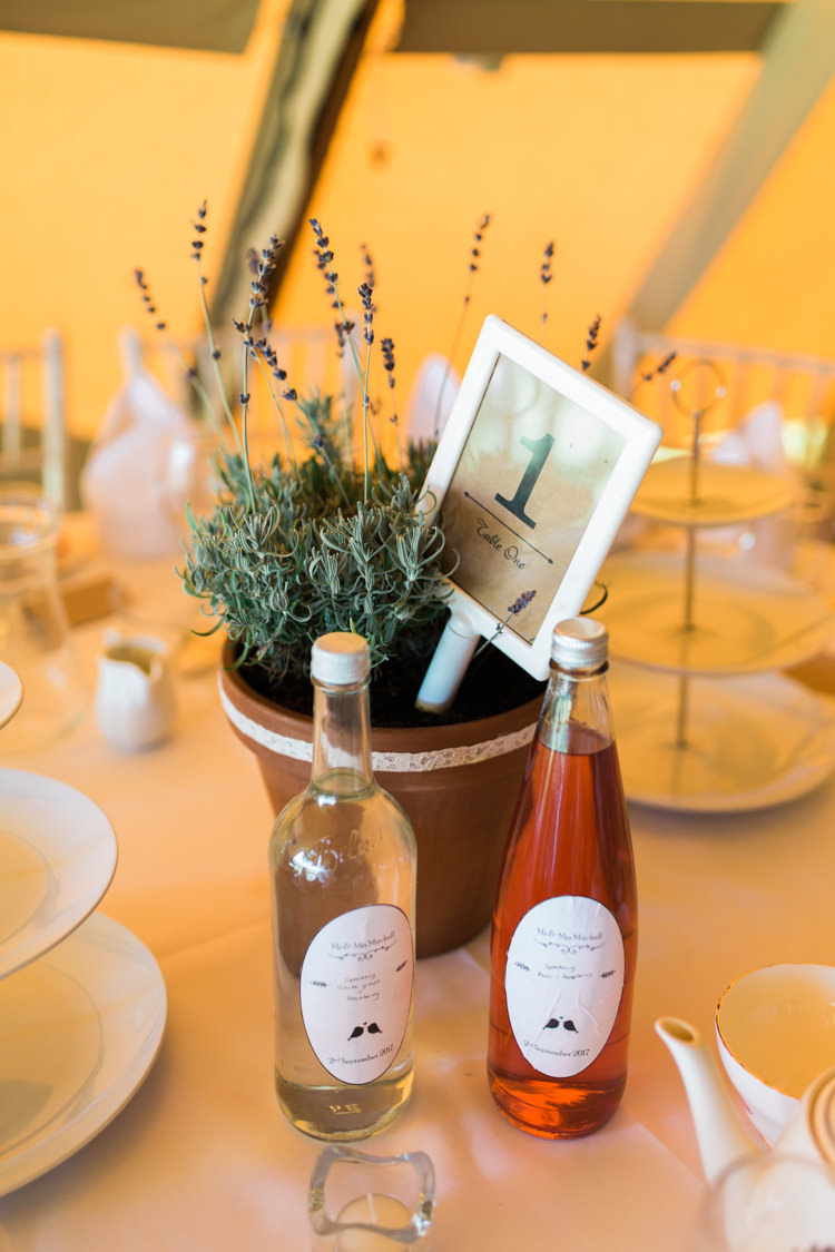 Table Centre Lavender Number Bespoke Drinks Label Darling Hand Made Tipi Garden Wedding https://www.gemmagiorgio.com/