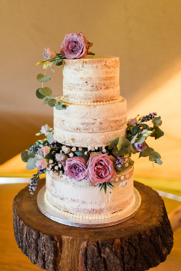 Semi Naked Buttercream Tiered Cake Floral Rose Gypsophila Wood Slice Tree Stand Darling Hand Made Tipi Garden Wedding https://www.gemmagiorgio.com/
