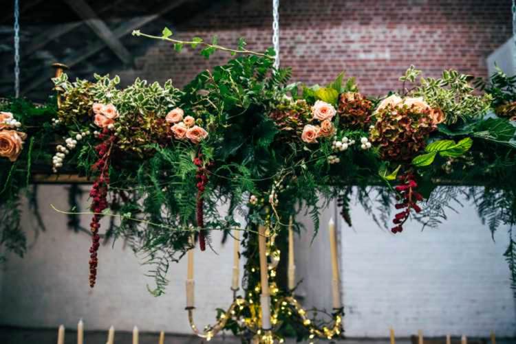 Hanging Flowers Rustic Tablescape Decor Candles Celestial Feast Party Wedding Ideas http://www.threeflowersphotography.co.uk/