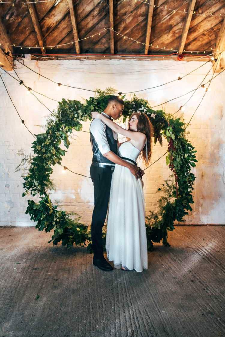Backdrop Wreath Hoop Flowers Greenery Foliage Celestial Feast Party Wedding Ideas http://www.threeflowersphotography.co.uk/