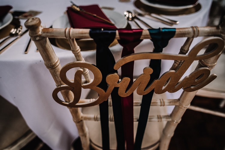 Chair Decor Ribbon Groom Bride Sign Luxe Rustic Autumn Berry Wedding http://www.oobaloosphotography.co.uk/