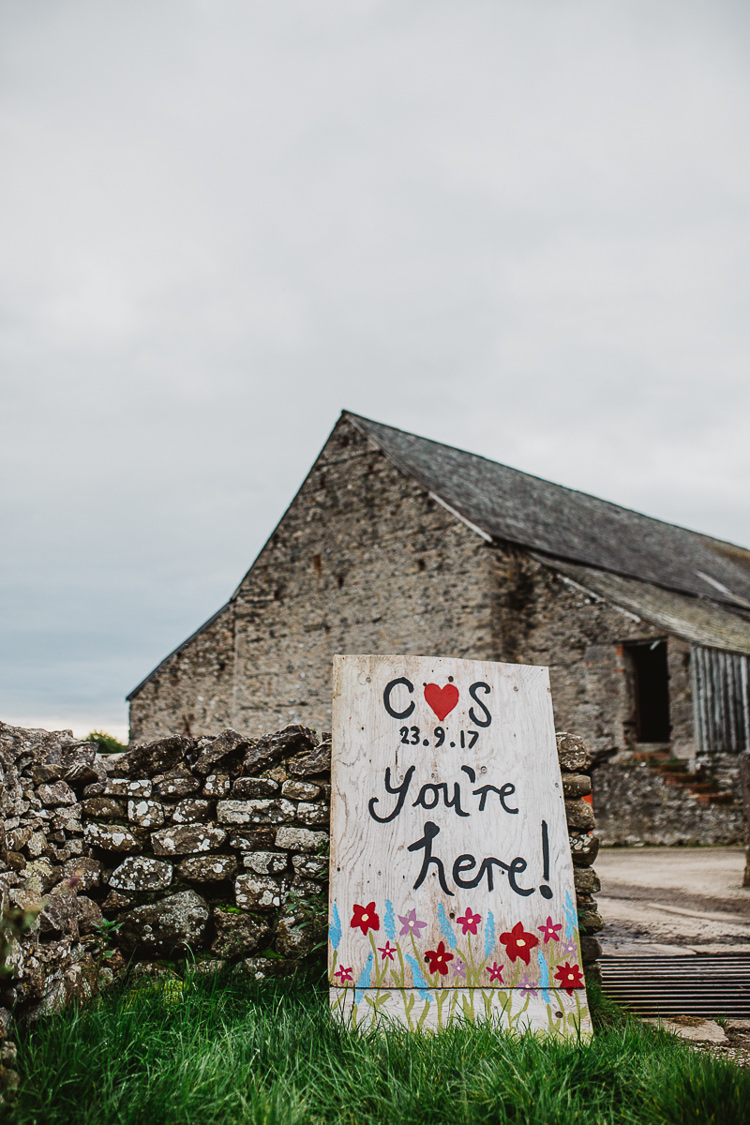 Welcome Sign Wooden Rustic Painted Colourful DIY Floral Luxe Barn Wedding http://www.joemather-photography.co.uk/