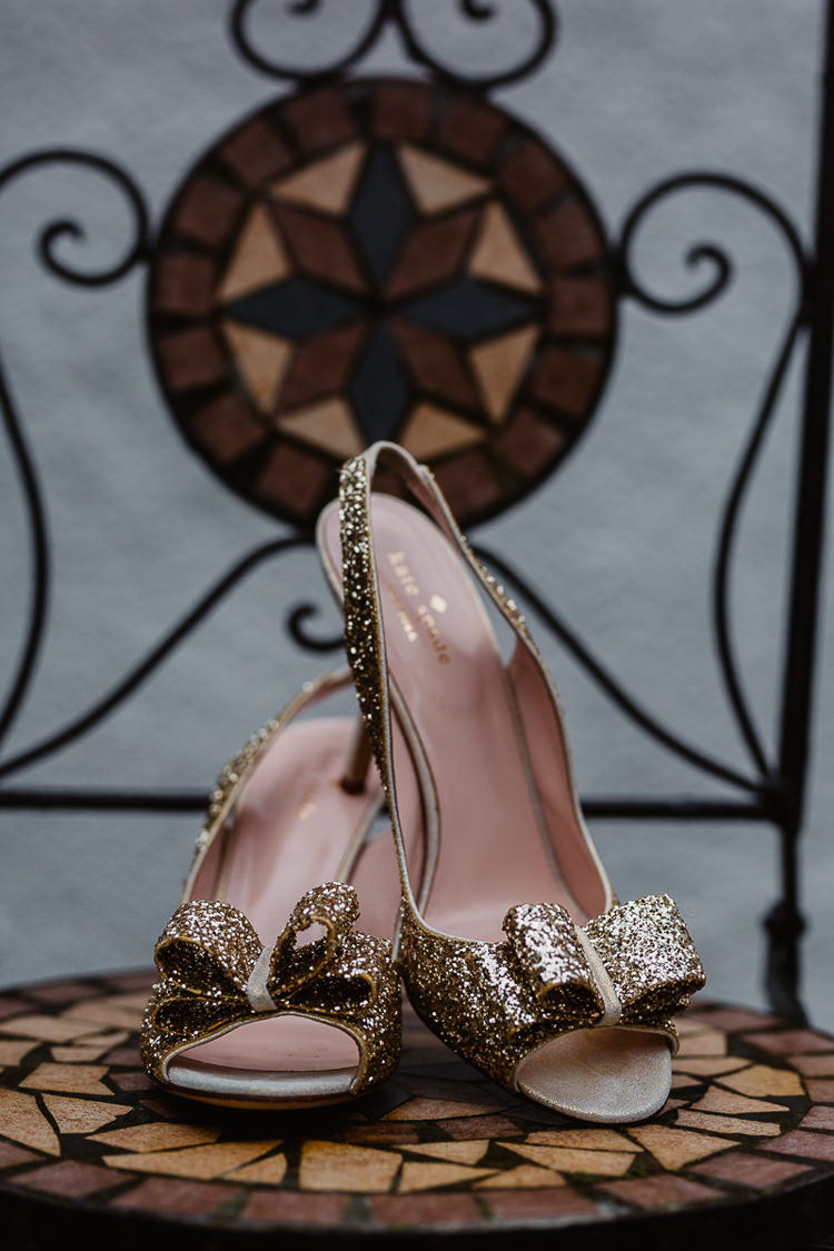 Glitter Bow Kate Spade Shoes Colourful DIY Floral Luxe Barn Wedding http://www.joemather-photography.co.uk/