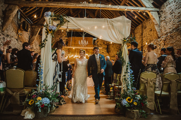 Arch Arbour Backrop Wooden Frame Drapes Fabric Flowers Ceremony Colourful DIY Floral Luxe Barn Wedding http://www.joemather-photography.co.uk/