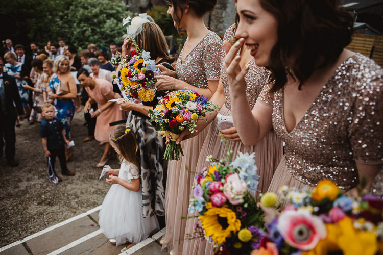 Sequin Bridesmaid Dresses Colourful DIY Floral Luxe Barn Wedding http://www.joemather-photography.co.uk/