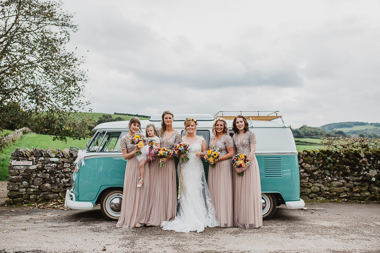 Blush Nude Sequin Bridesmaid Dresses Long Maxi Colourful DIY Floral Luxe Barn Wedding http://www.joemather-photography.co.uk/