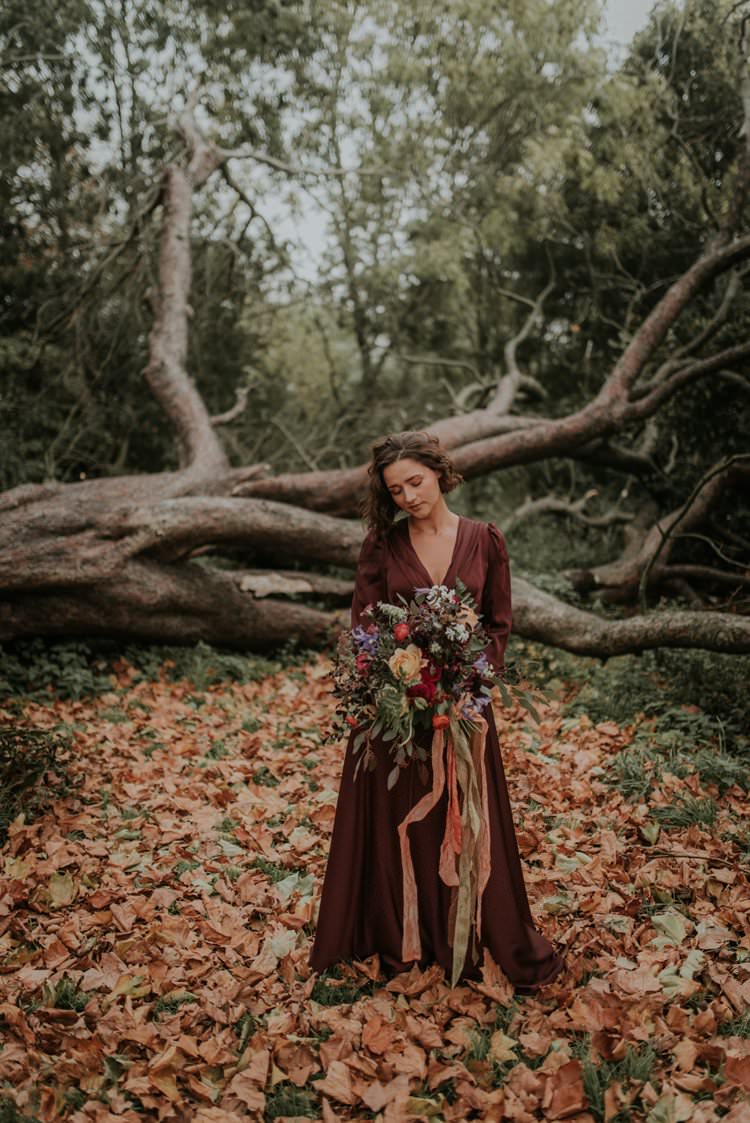Red Burgundy Dress Gown Bride Bridal Autumn Hygge Wedding Ideas http://meganelle.co.uk/
