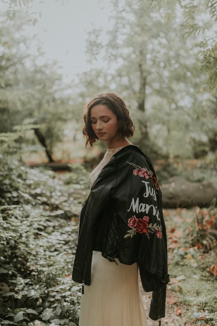 Personlised Illustrated Bride Bridal Leather Jacket Autumn Hygge Wedding Ideas http://meganelle.co.uk/