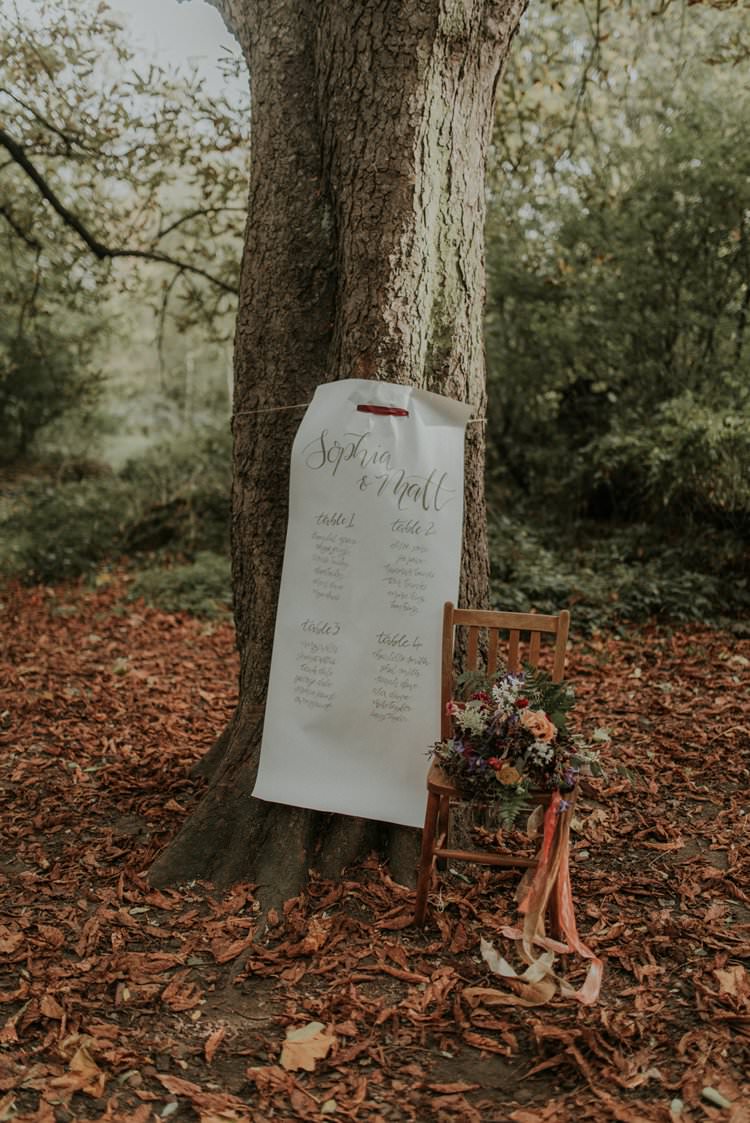 Seating Plan Table Chart Calligraphy Autumn Hygge Wedding Ideas http://meganelle.co.uk/