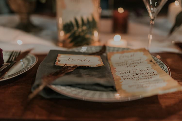 Calligraphy Stationery Paper Place Name Menu Autumn Hygge Wedding Ideas http://meganelle.co.uk/