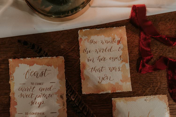 Calligraphy Stationery Paper Place Name Menu Autumn Hygge Wedding Ideas http://meganelle.co.uk/
