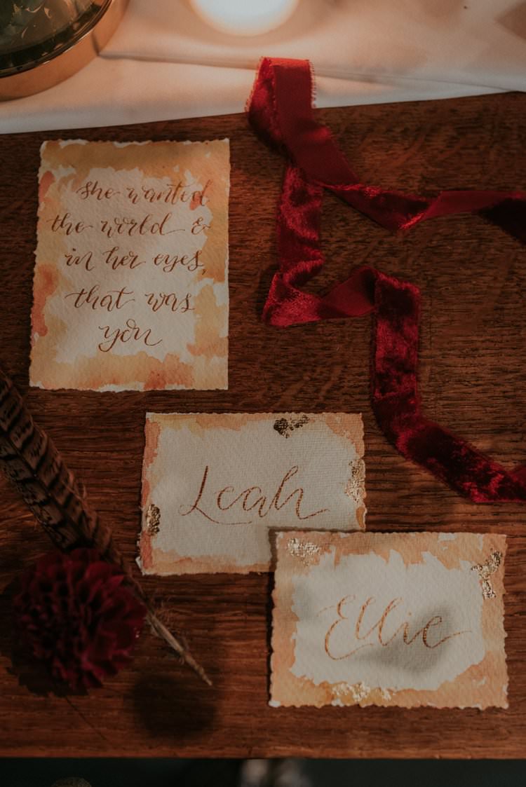 Calligraphy Stationery Paper Place Name Menu Autumn Hygge Wedding Ideas http://meganelle.co.uk/