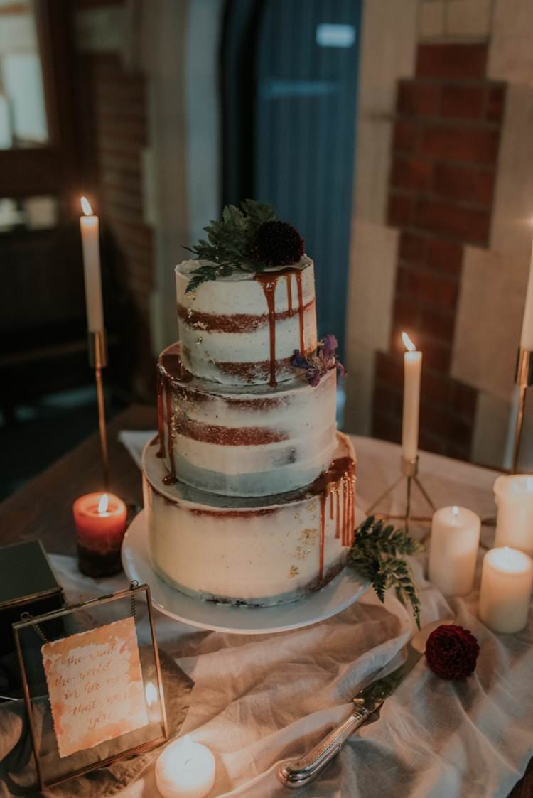 Semi Naked Cake Buttercream Drip Autumn Hygge Wedding Ideas http://meganelle.co.uk/