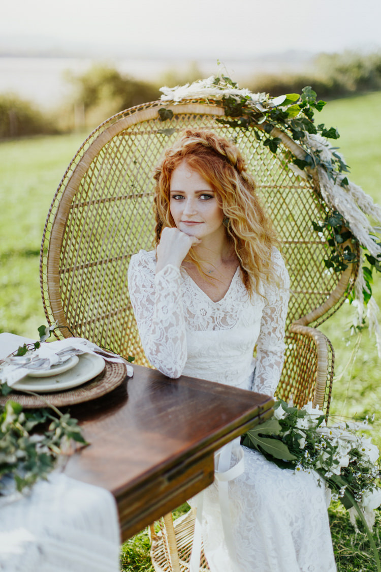 Peacock Chairs Bride Bridal Pampas Grass Greenery Tablescape Decor Bohemian Luxe Coastal Wedding Ideas https://www.tarastattonphotography.com/