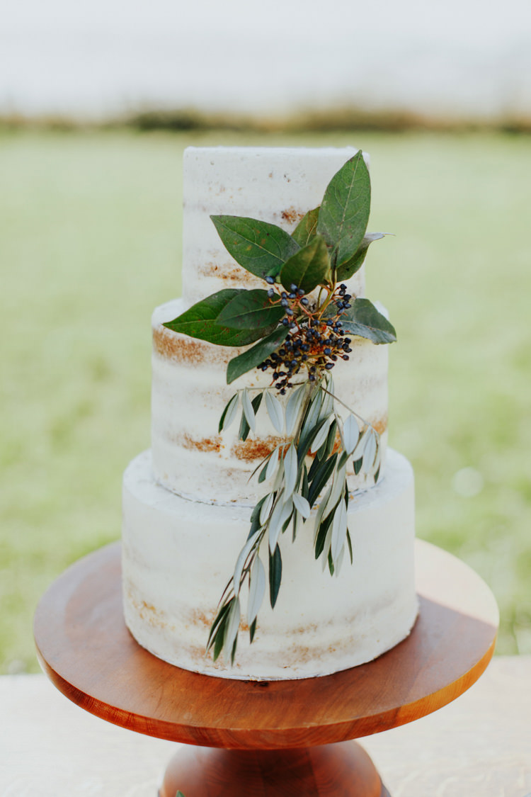 Semi Naked Buttercream Cake Tier Flowers Greenery Bohemian Luxe Coastal Wedding Ideas https://www.tarastattonphotography.com/