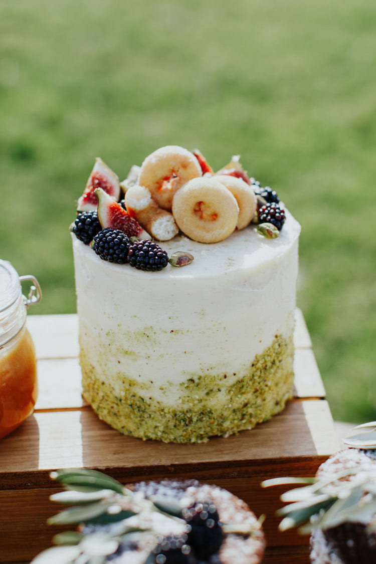 Semi Naked Buttercream Cake Tier Fruit Bohemian Luxe Coastal Wedding Ideas https://www.tarastattonphotography.com/
