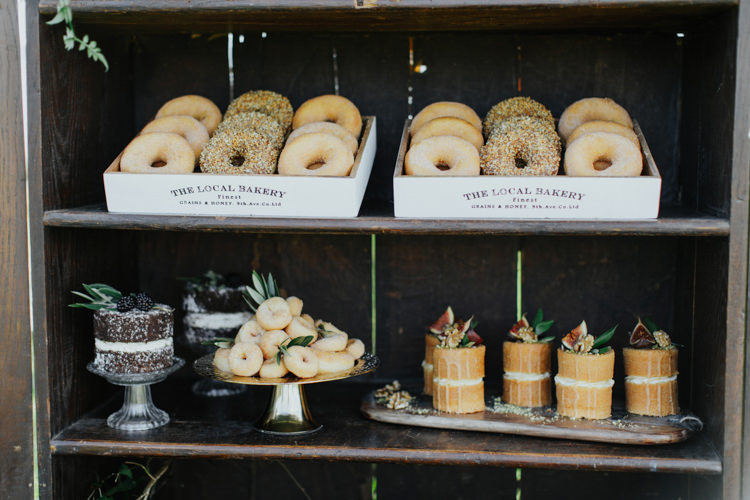 Donut Doughnut Stand Station Cakes Bohemian Luxe Coastal Wedding Ideas https://www.tarastattonphotography.com/