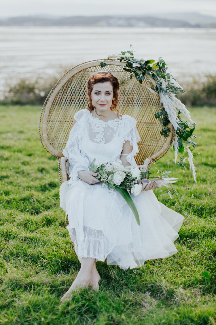 Peacock Chair Bride Bridal Bohemian Luxe Coastal Wedding Ideas https://www.tarastattonphotography.com/