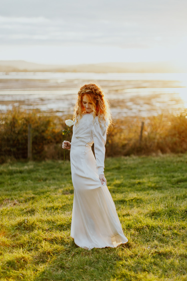 Vintage Silk Dress Sleeves Bride Bridal Gown Bohemian Luxe Coastal Wedding Ideas https://www.tarastattonphotography.com/