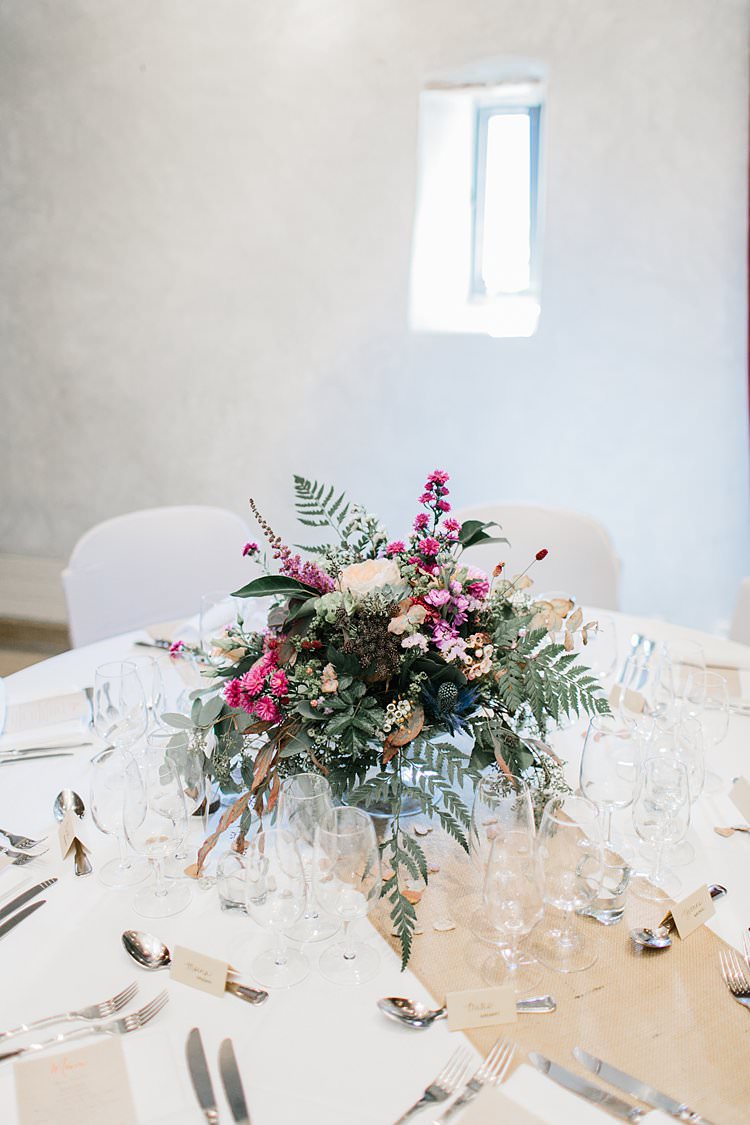 Destination Wooden Airy White Brown Tablescapes Floral Centrepieces Rustic | Romantic Castle Switzerland Wedding http://kbalzerphotography.com/
