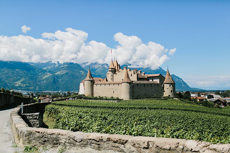 Destination Summer Mountains Sunny Vineyard | Romantic Castle Switzerland Wedding http://kbalzerphotography.com/