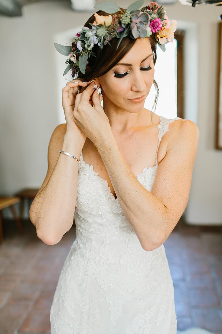 Purple Pink Lilac Peach Floral Flower Crown Sweetheart Dress Bride White Nail Art | Romantic Castle Switzerland Wedding http://kbalzerphotography.com/