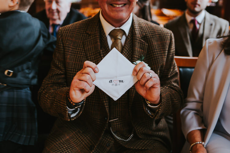 Wedding Civil Ceremony Hand Embroidered Handkerchief Cute Personalised | Cool Edinburgh City Elopement http://www.arcadiancity.co.uk/