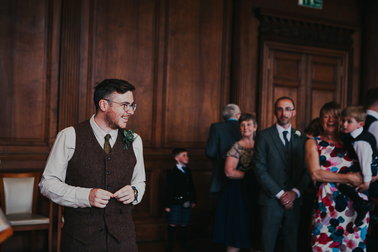 Wedding Groom Brown Tweed Suit Civil Ceremony Town Hall | Cool Edinburgh City Elopement http://www.arcadiancity.co.uk/