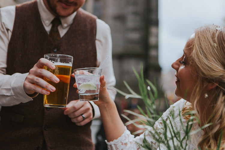 Wedding Bride Groom Greenery Bouquet City Photography Streets Drinks Scotland | Cool Edinburgh City Elopement http://www.arcadiancity.co.uk/
