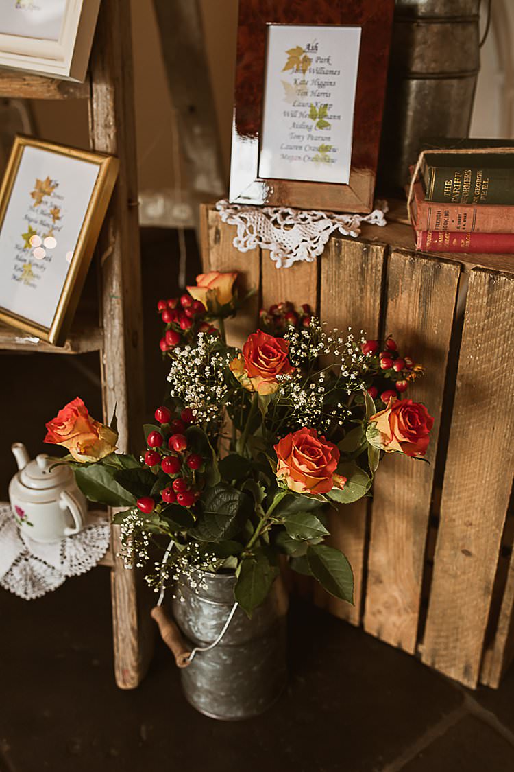 Flowers Urn Beautiful Vibrant Dark Red Autumn Wedding http://thespringles.com/