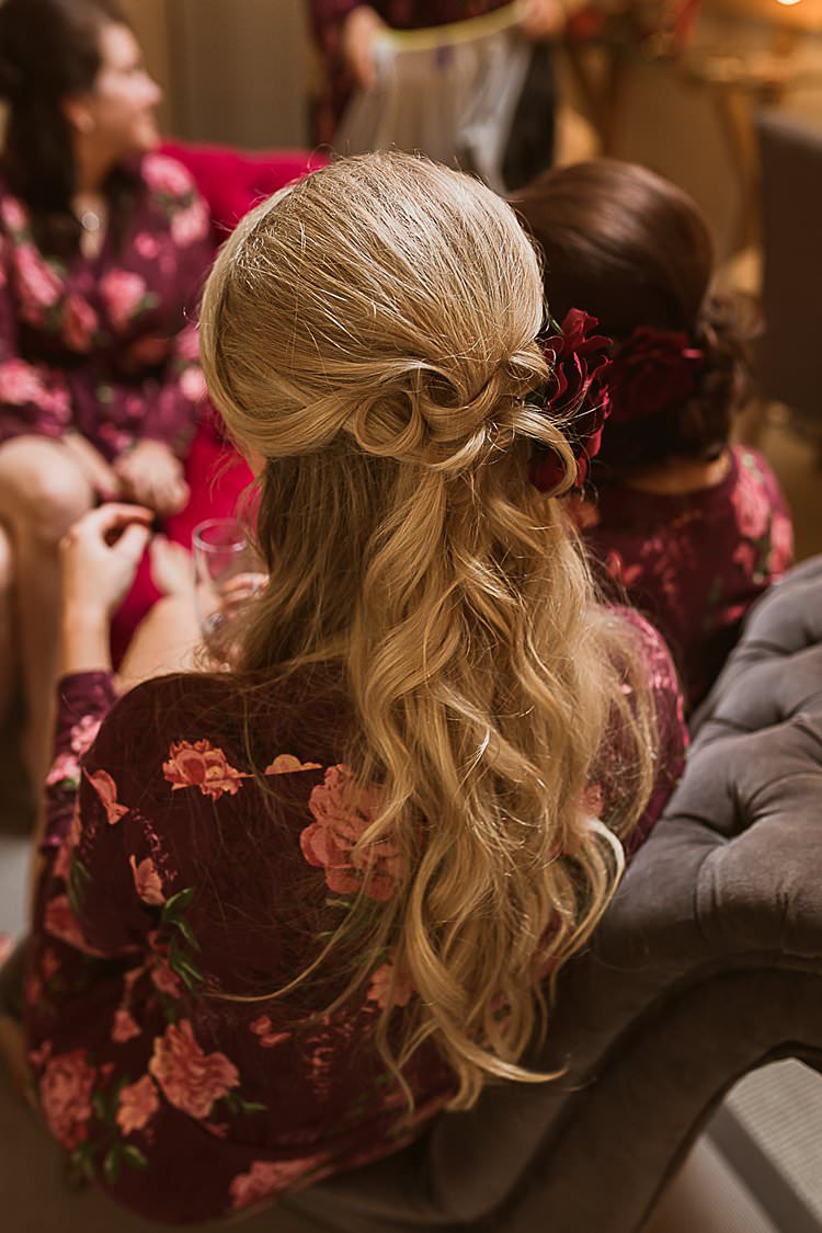 Bridesmaid Hair Style Beautiful Vibrant Dark Red Autumn Wedding http://thespringles.com/